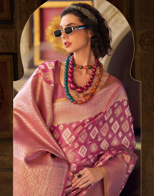 Pink Tissue Silk Woven Banarasi Saree