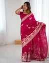 Rani Pink Silk Woven Banarasi Saree