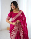 Rani Pink Silk Woven Banarasi Saree