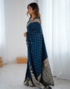 Peacock Blue Silk Woven Banarasi Saree