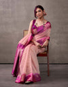 Dusty Rose Pink Cotton Woven Banarasi Saree