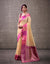Cream Cotton Woven Banarasi Saree