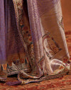 Dark Mauve Silk Woven Embroidery Stone Work Banarasi Saree