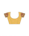 Light Yellow Silk Woven Embroidery Stone Work Banarasi Saree