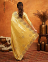 Yellow Silk Woven Embroidery Stone Work Banarasi Saree