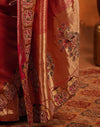 Dark Pink Silk Woven Embroidery Stone Work Banarasi Saree