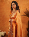 Orange Silk Woven Embroidery Stone Work Banarasi Saree