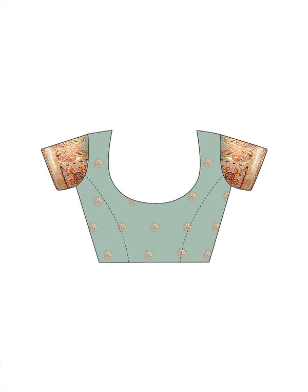 Turquoise Silk Woven Embroidery Stone Work Banarasi Saree