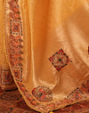 Light Yellow Silk Woven Embroidery Stone Work Banarasi Saree