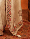 Off White Silk Woven Embroidery Stone Work Banarasi Saree