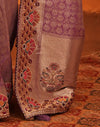 Dusty Purple Silk Woven Embroidery Stone Work Banarasi Saree