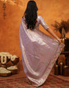 Lavender Silk Woven Embroidery Stone Work Banarasi Saree