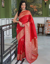 Red Silk Woven Banarasi Saree