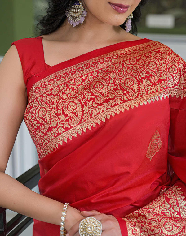 Red Silk Woven Banarasi Saree