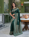 Dark Green Silk Woven Banarasi Saree