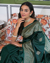 Dark Green Silk Woven Banarasi Saree