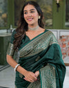 Dark Green Silk Woven Banarasi Saree