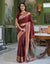 Maroon Silk Woven Banarasi Saree