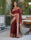 Maroon Silk Woven Banarasi Saree
