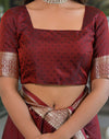 Maroon Silk Woven Banarasi Saree