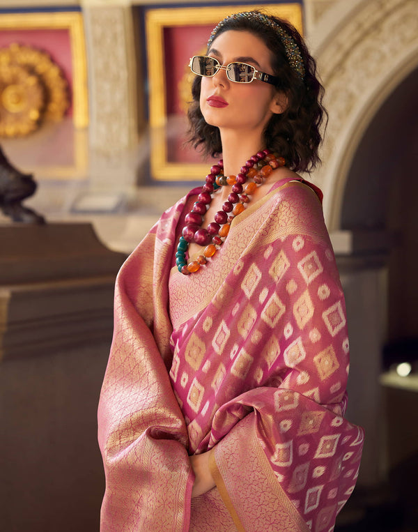 Pink Tissue Silk Woven Banarasi Saree