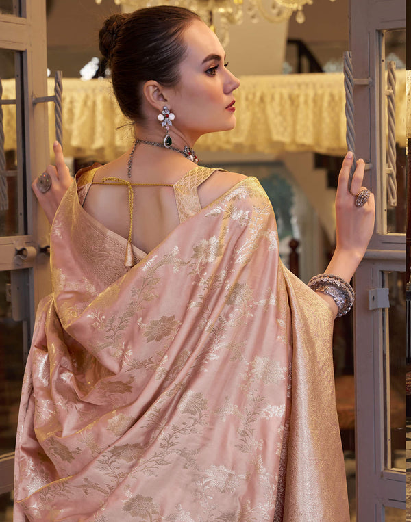 Light Pink Silk Woven Banarasi Saree