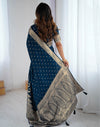 Peacock Blue Silk Woven Banarasi Saree