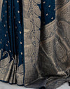 Peacock Blue Silk Woven Banarasi Saree