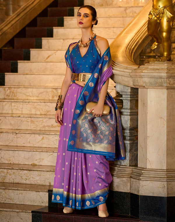Purple Silk Woven Banarasi Saree