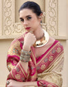 Beige Silk Woven Banarasi Saree