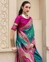 Teal Green Silk Woven Banarasi Saree