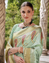 Mint Green Silk Woven Banarasi Saree