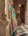 Turquoise Silk Woven Banarasi Saree