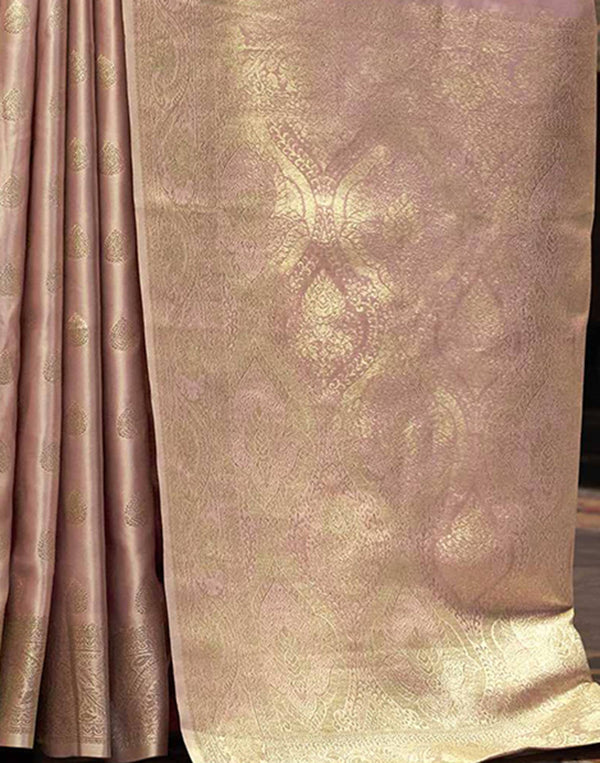 Baby Pink Silk Woven Banarasi Saree