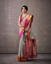Grey Cotton Woven Banarasi Saree