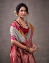 Grey Cotton Woven Banarasi Saree
