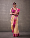 Cream Cotton Woven Banarasi Saree