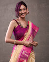 Cream Cotton Woven Banarasi Saree