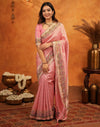 Light Pink Silk Woven Embroidery Stone Work Banarasi Saree