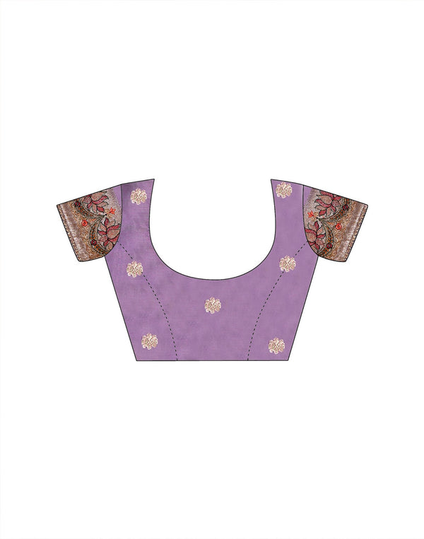 Light Purple Silk Woven Embroidery Stone Work Banarasi Saree