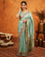 Turquoise Blue Silk Woven Embroidery Stone Work Banarasi Saree