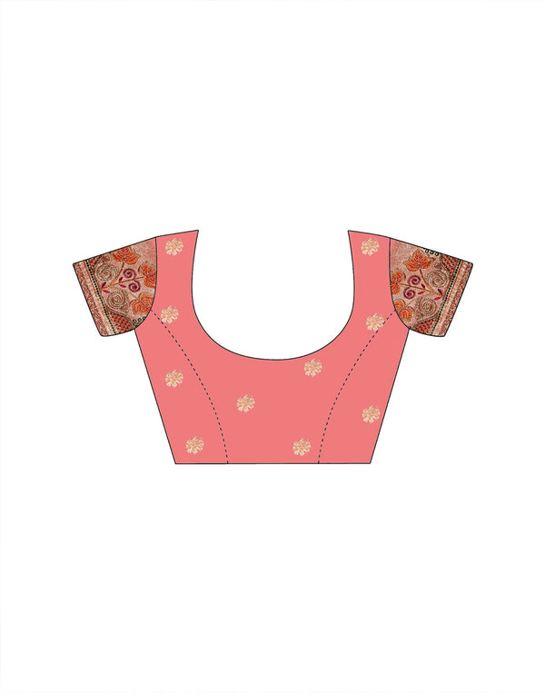 Light Pink Silk Woven Embroidery Stone Work Banarasi Saree