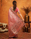 Light Pink Silk Woven Embroidery Stone Work Banarasi Saree