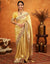 Light Yellow Silk Woven Embroidery Stone Work Banarasi Saree