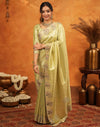 Pista Green Silk Woven Embroidery Stone Work Banarasi Saree
