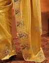 Yellow Silk Woven Embroidery Stone Work Banarasi Saree