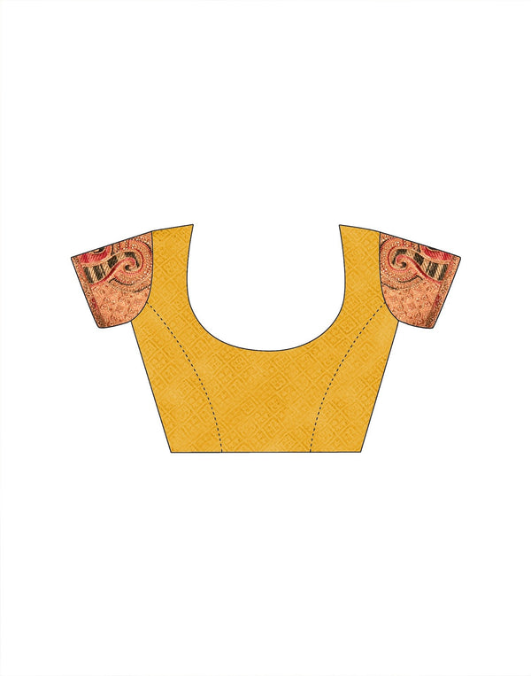 Yellow Silk Woven Embroidery Stone Work Banarasi Saree