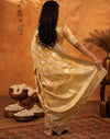 Light Mustard Silk Woven Embroidery Stone Work Banarasi Saree