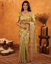 Pista Green Silk Woven Embroidery Stone Work Banarasi Saree