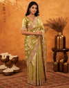 Pista Green Silk Woven Embroidery Stone Work Banarasi Saree